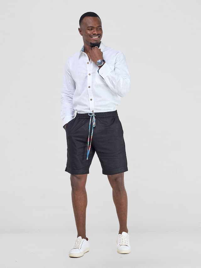 Safari Savannah Men's Drawstring Shorts (Regular) - Black
