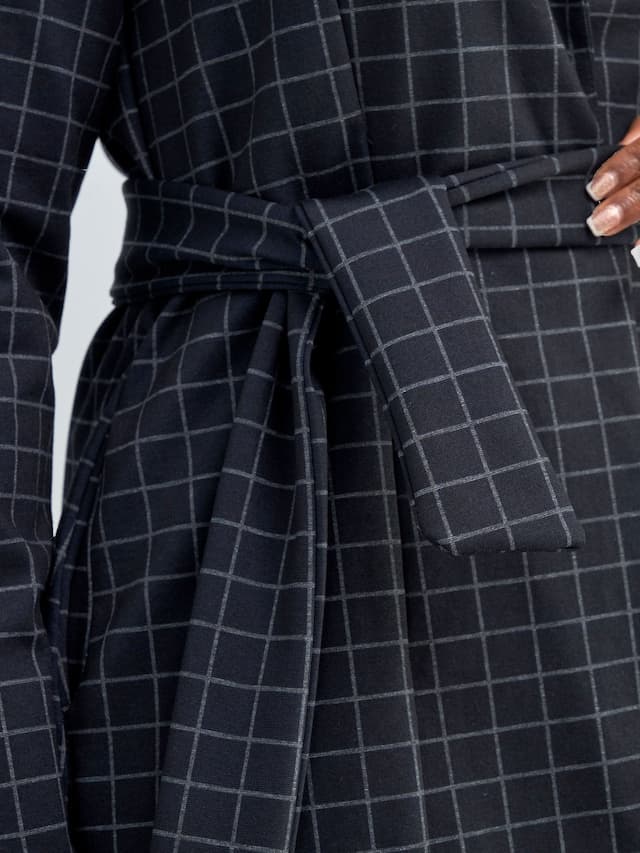 Vivo Paji Trench Coat - Navy Checkered Print