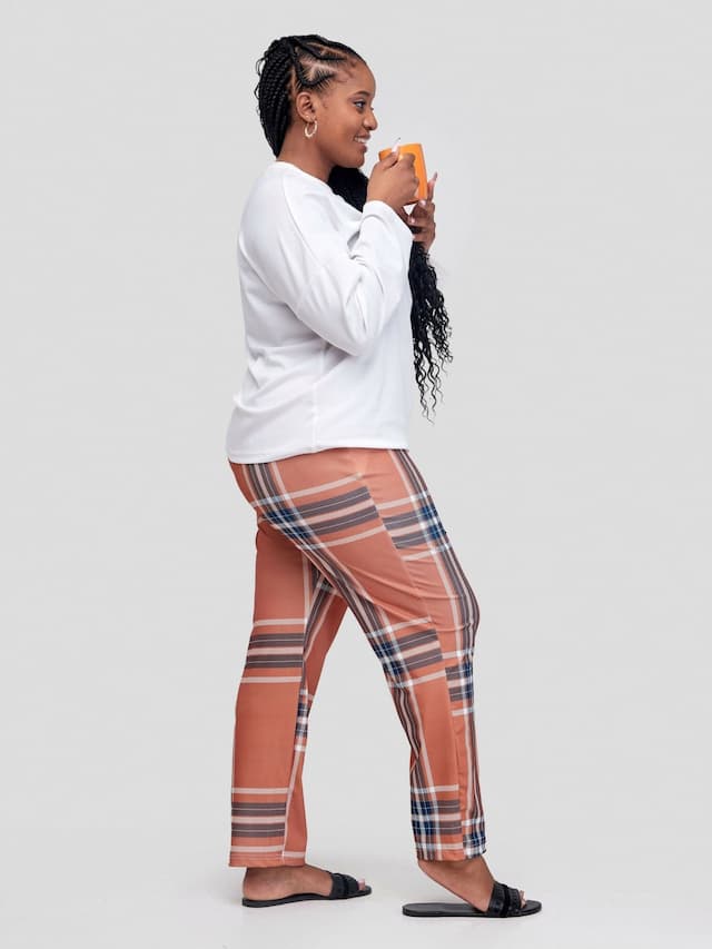 Loungewear Set - Checkered Brown