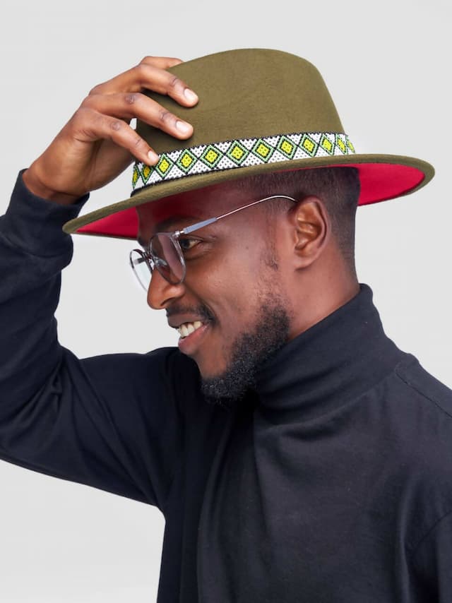Umbo Collections Beaded Double Colour Hat - Jungle Green