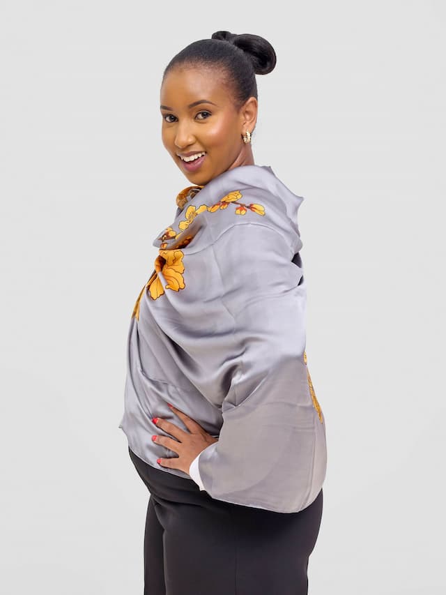 Ukiyo Lifestyle Silk Scarf - Grey