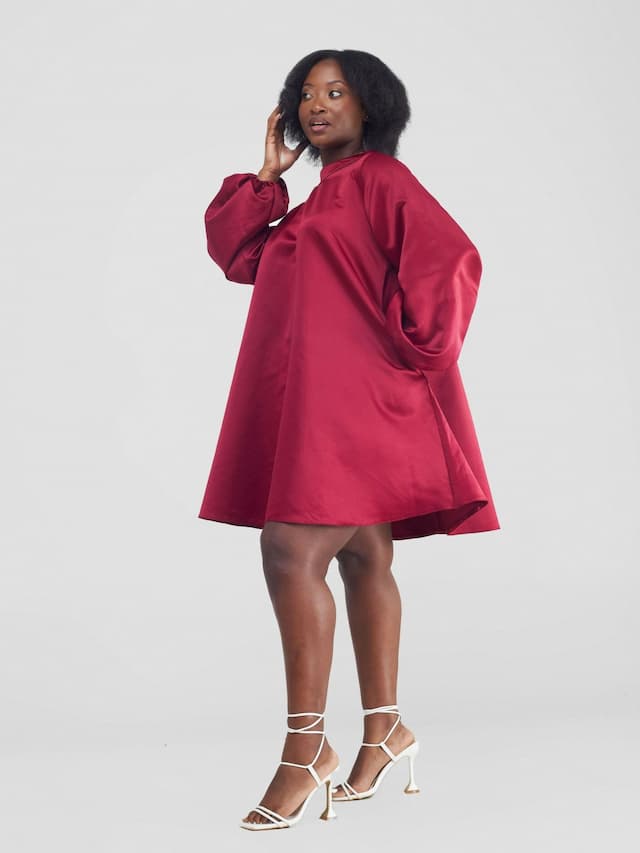 Shift Dress - Maroon