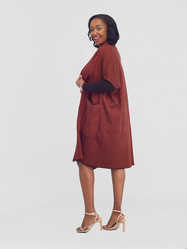 Vivo Cuffed Wide Sweater - Tangerine / Coffee Brown
