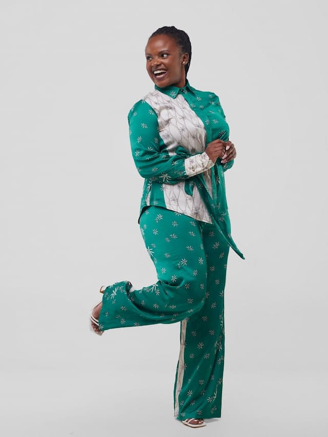 Silk House Collection Marcella Pant Set - Green Print