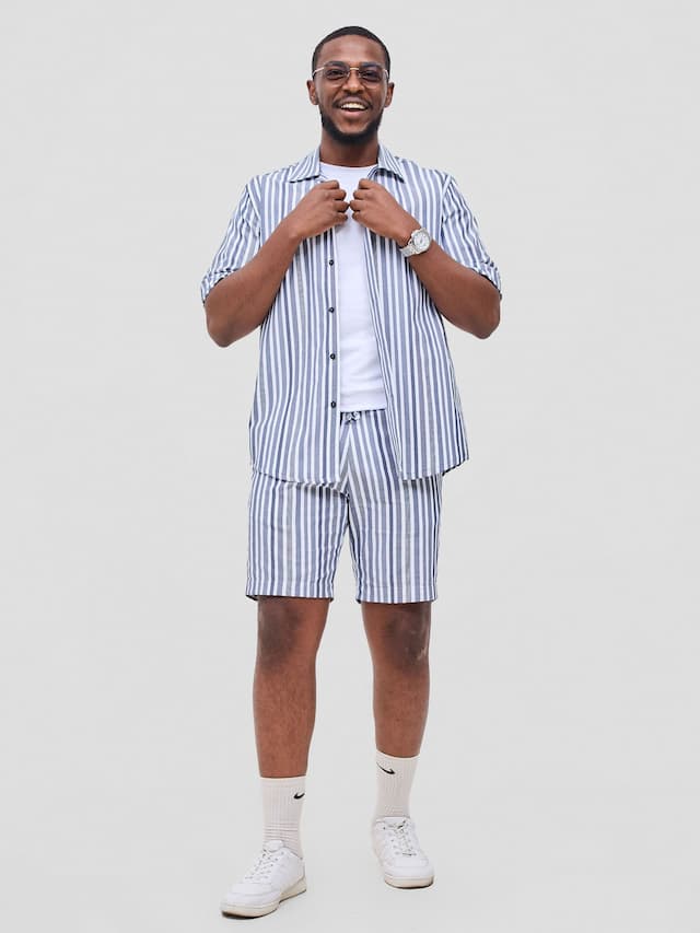 Safari by Vivo Mansi Mens Summer Shirt - Black Stripes