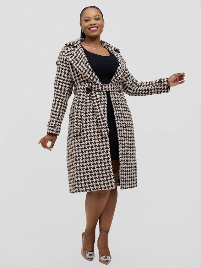 Trench Coat Jacket - Brown / Beige