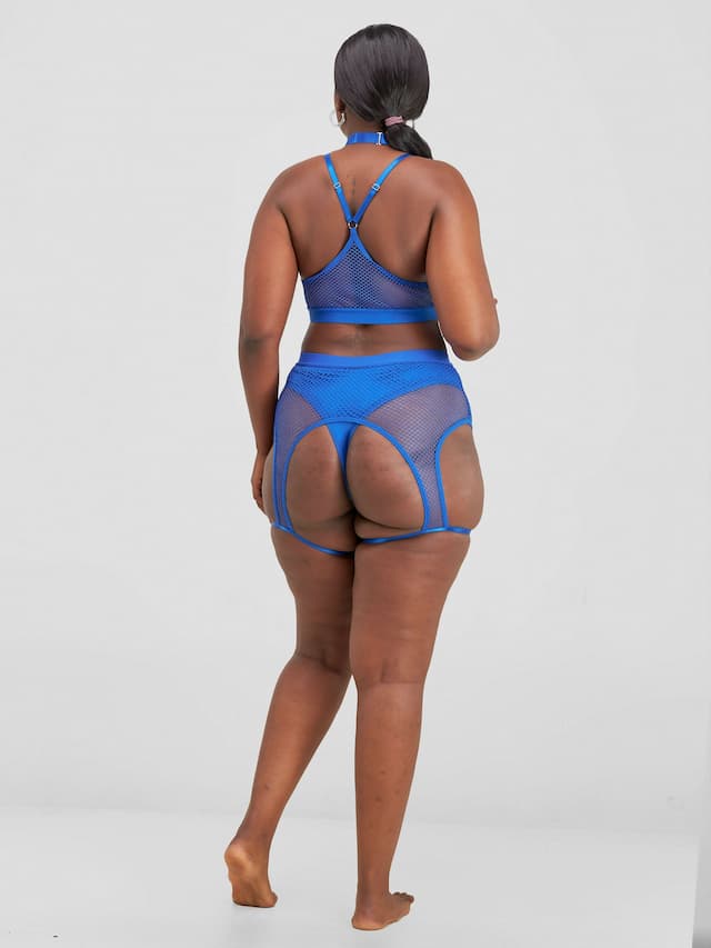 Women Fishnet Sexy Lingerie Set - Blue