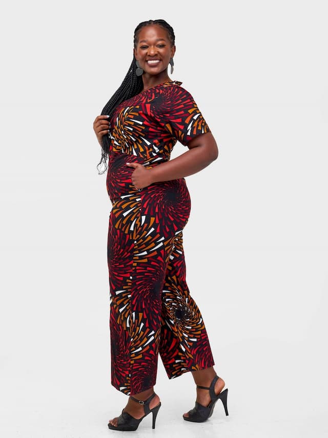 Gravio Fashions Spiral Jumpsuit - Red
