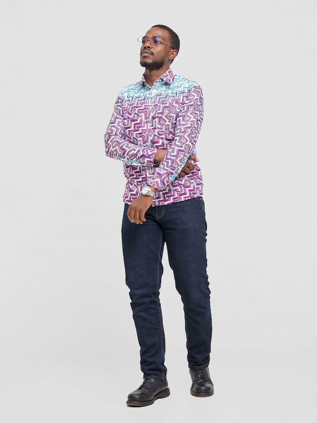 Mendilines Warm African Shirt - Purple / Blue