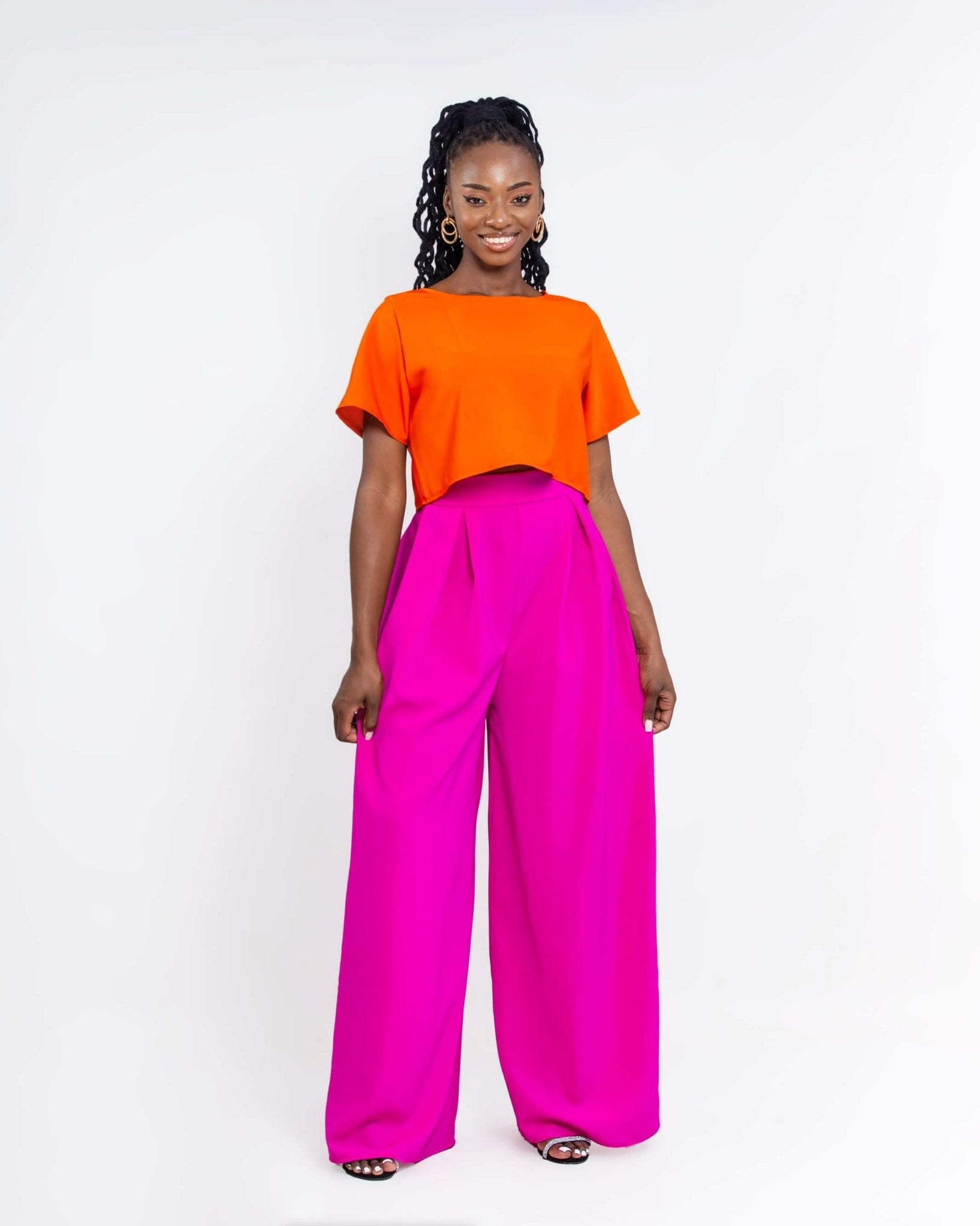 Elara Pant Set - Orange / Pink
