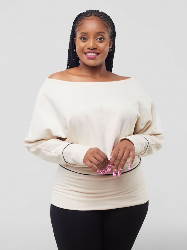 Liliadly Off Shoulder Butterfly Sweater - Cream