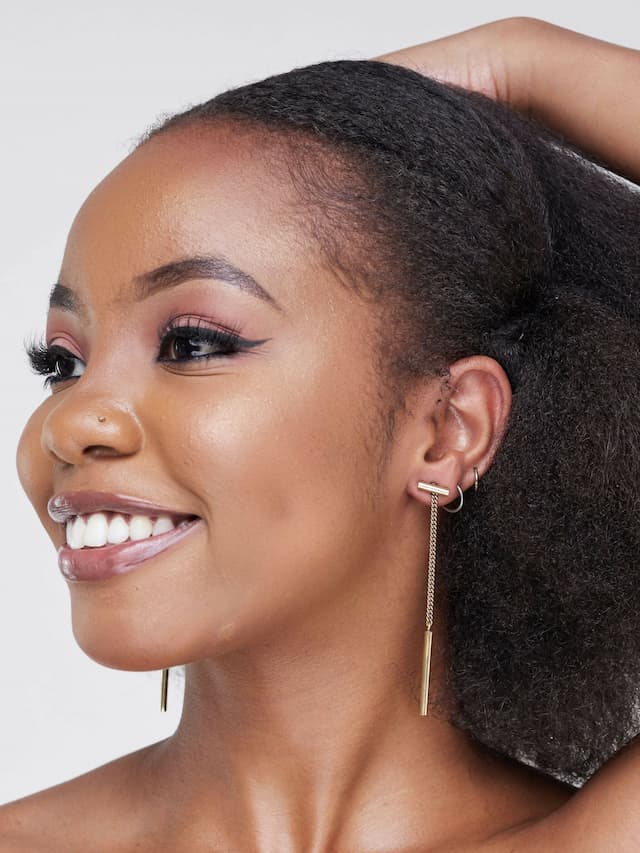 The M Collective Short Bar Brass Earrings - Gold