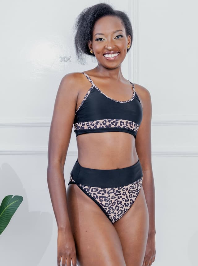 Shells Attic Swimwear Suit Bikini - Black Print