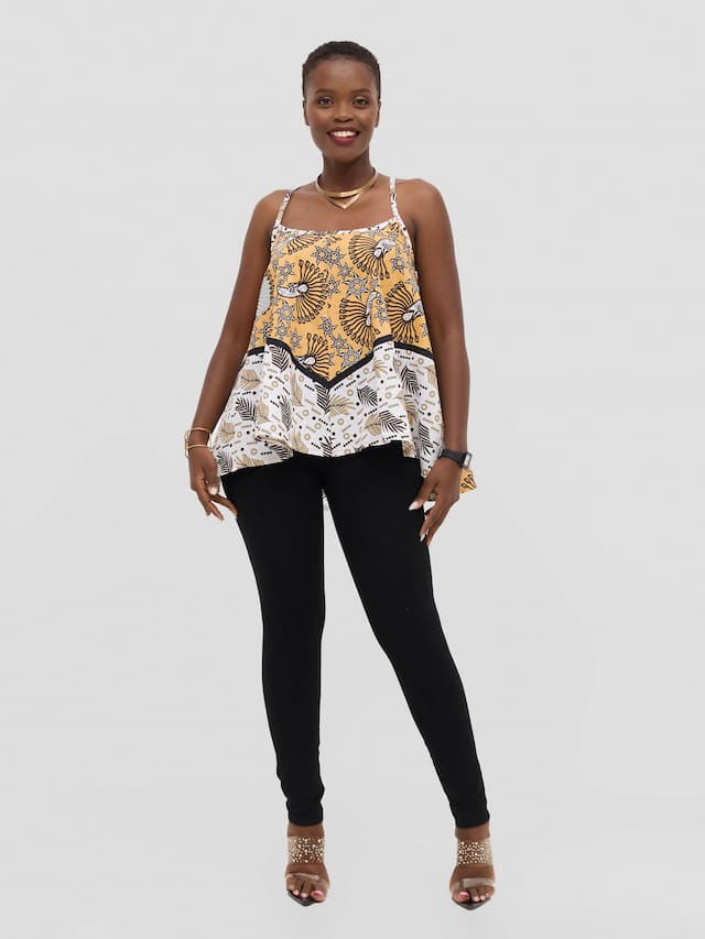 Leso Top - Brown Flower