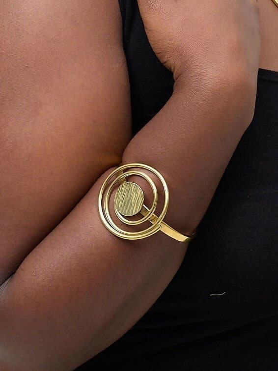Kibali Adjustable Brass Bracelet - Gold Spiral