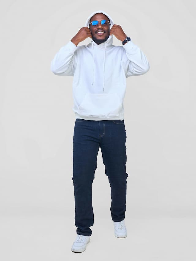Round Neck L - Sleeves Hoodie - White