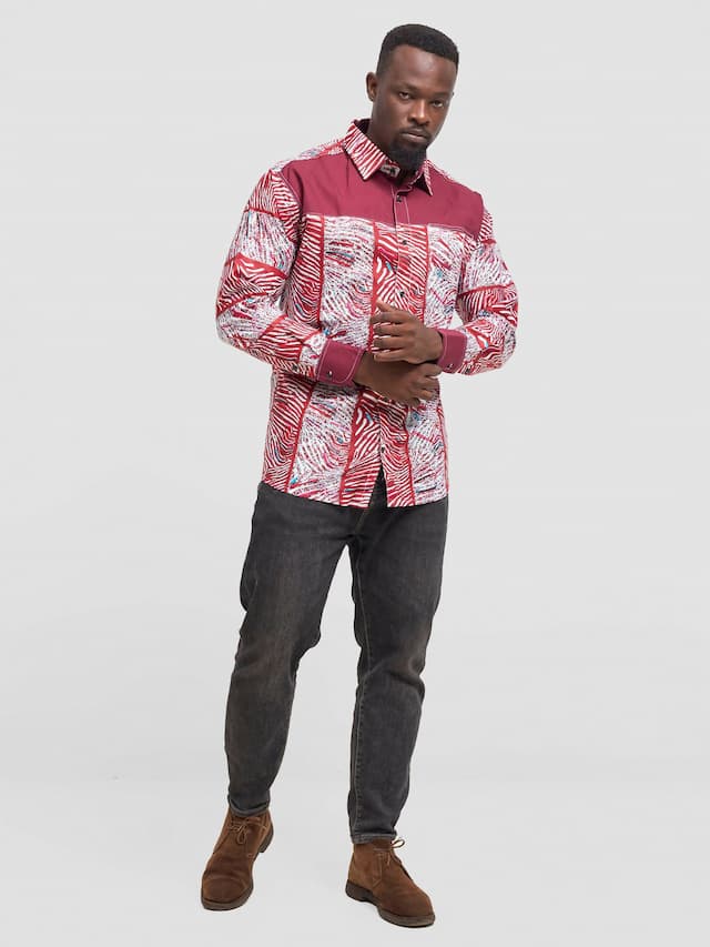 Mendilines Warm African Print - Maroon Print