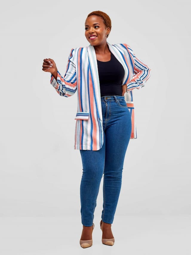 Immaculate Chic Robin Stripped Blazer - Pink / White