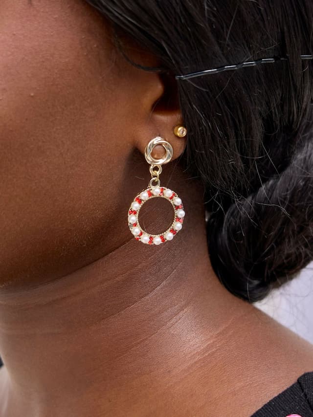 Wsc Pambo Round Earring - White / Red