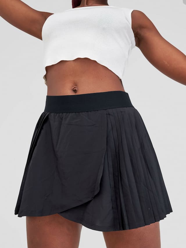 Flen Store Tennis Skirt With In-Built Shorts - Black