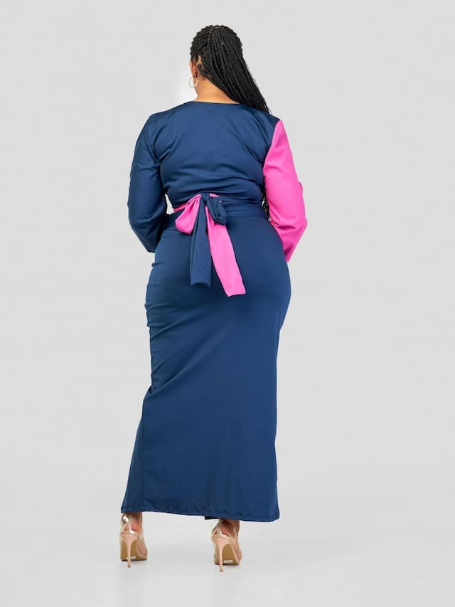 Juka Closet 2 Piece Wrap Top and Skirt - Navy Blue