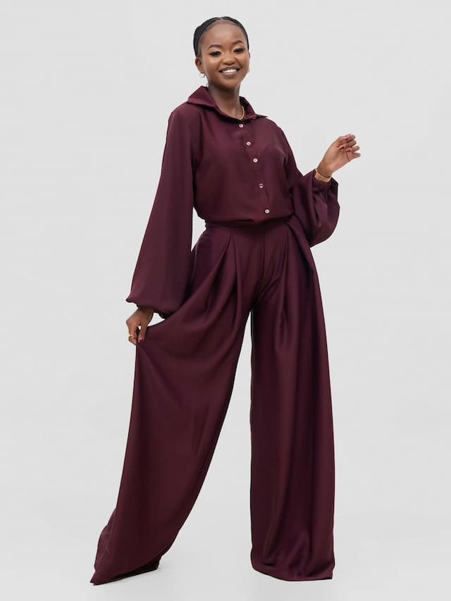 Menengai Palazzo Set - Burgundy