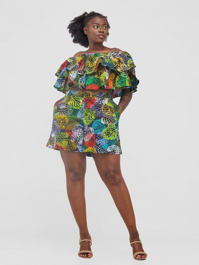 Izulu Hildana Short Set - Black Print