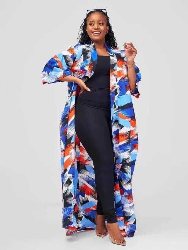 Hera Kimono Print - Blue / Orange