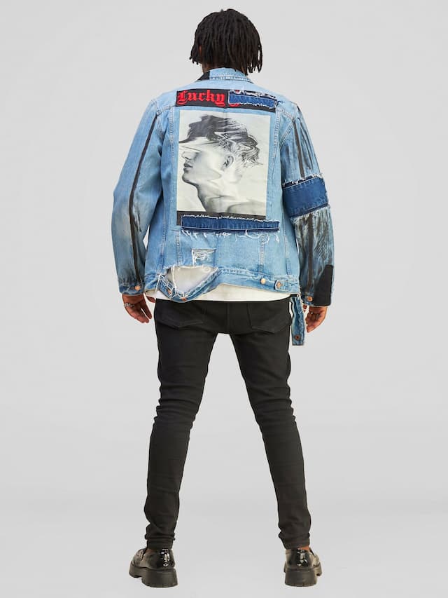 'Lucky' Custom Denim Jacket - Blue