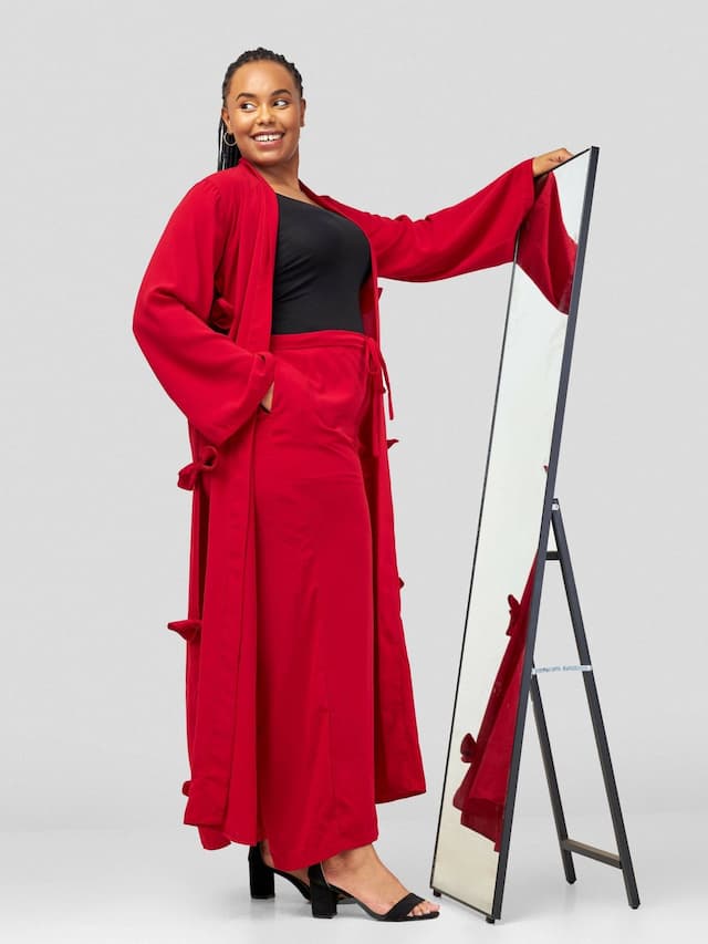 Hot Original Two Piece (Pants & Kimono) - Red