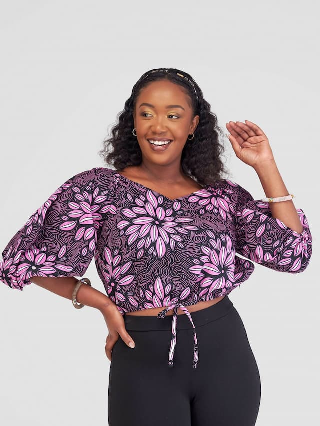 Maua Ankara Crop Top - Pink