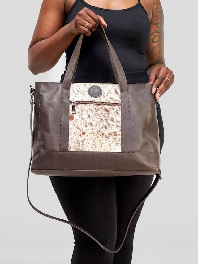 Mubi Leather Sahara Ladies Tote Bag - Mocha
