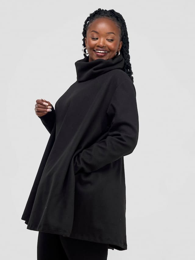 Timyt Urban Wear Beauty Poncho - Black/Side Pockets