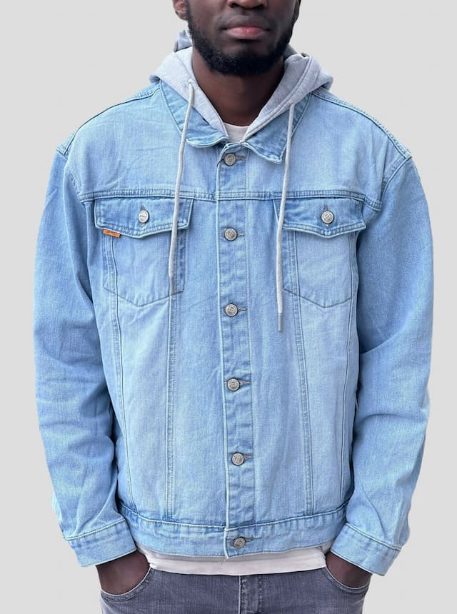 Stylish Brothers Heavy Hooded Denim Jacket - Blue