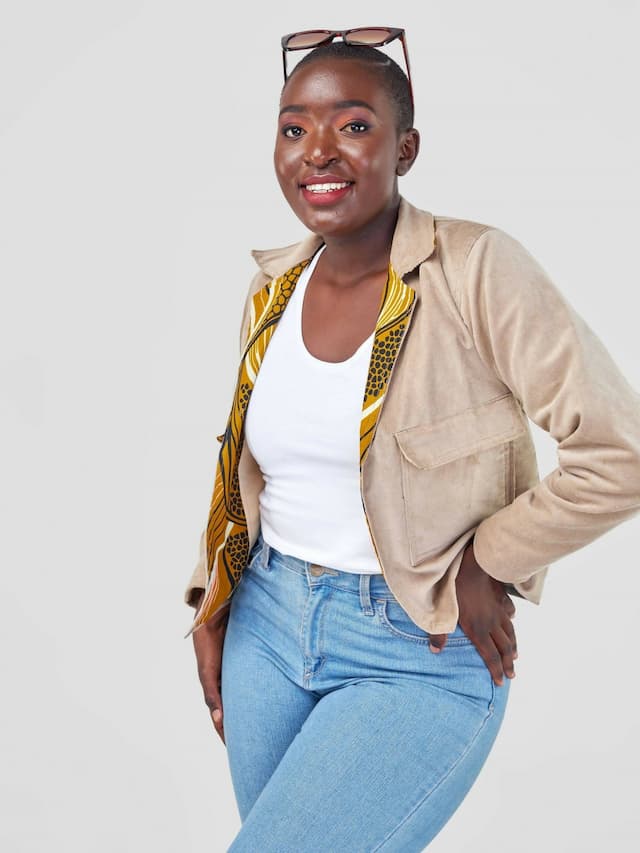 Mikono Africa Cropped Corduroy 'Chai' Jacket - Brown