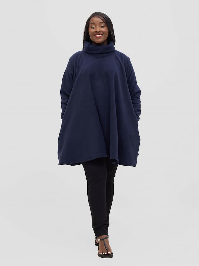 Timyt Urban Velvet Sky Side Pocket Poncho - Navy Blue