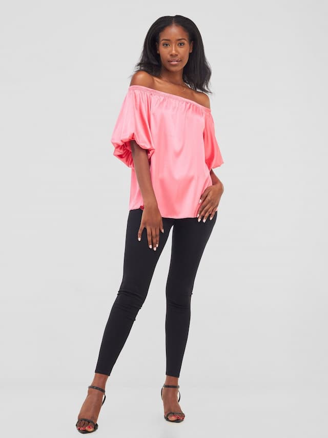 Vivo Sanyu Bubble Off - Shoulder Top - Pink