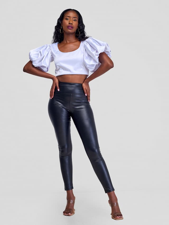 Black Sheen Leggings-Black
