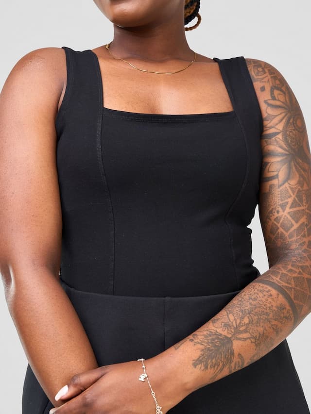 Zoya Sitawi Square Neck Bodysuit - Black