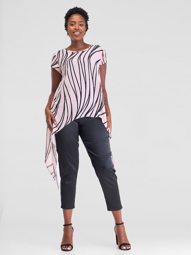 Vivo Sakari Cap Sleeve Drape Top - Sari Coral Print