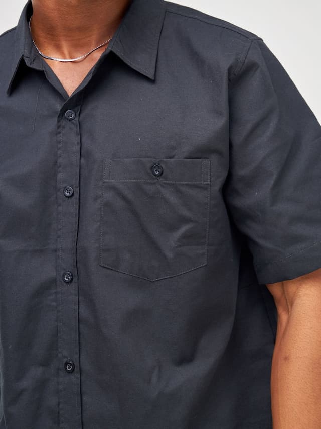 Zetu Men's Linenlux Cotton Classic Men's Button Down Shirt - Black