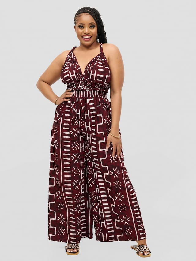 Waridi Africa Mbele Jumpsuit - Brown African Print