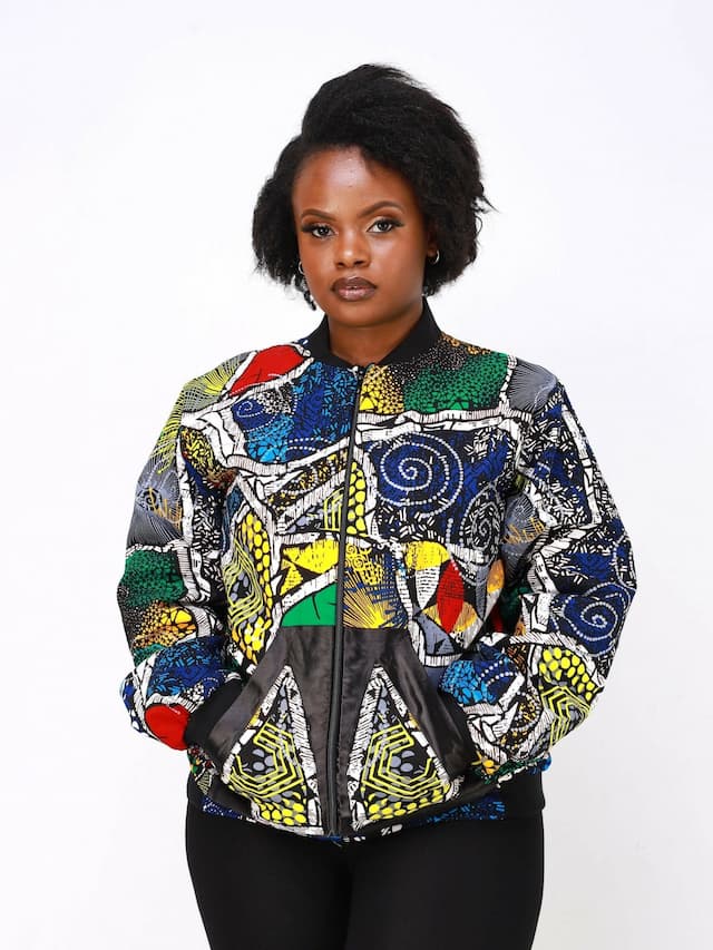 Wsc Pambo Nef African Print Bomber - Green / Blue Print