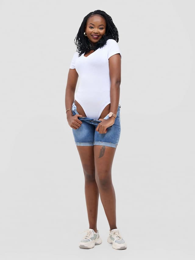 Short Sleeved Bodysuit - White