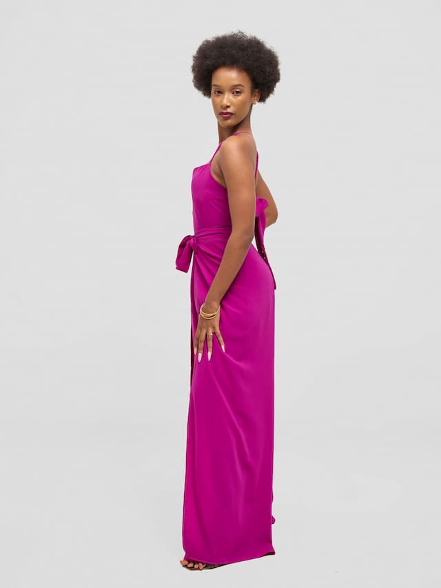Elsie Glamour Amara Wrap Jumpsuit - Fuchsia