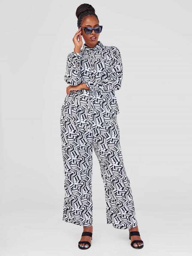Purple Thread Noir Et Blanc Two Piece Set - Black / White