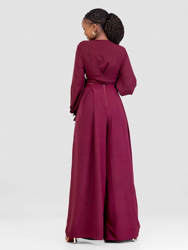 Asmara Palazzo Pants & Top Set - Maroon