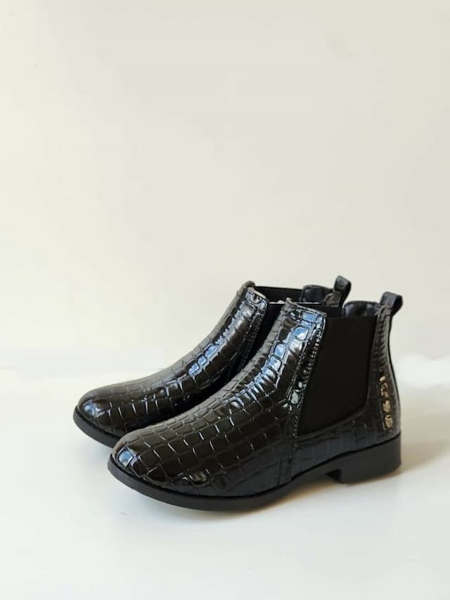 Patent Croc Chelsea Boot - Black