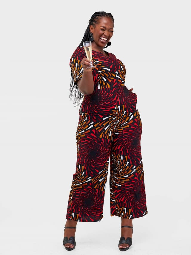 Gravio Fashions Spiral Jumpsuit - Red