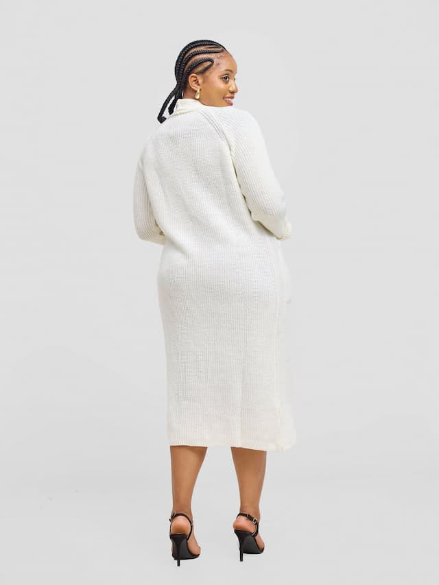 Anel’s Knitwear Midi Sweater - White